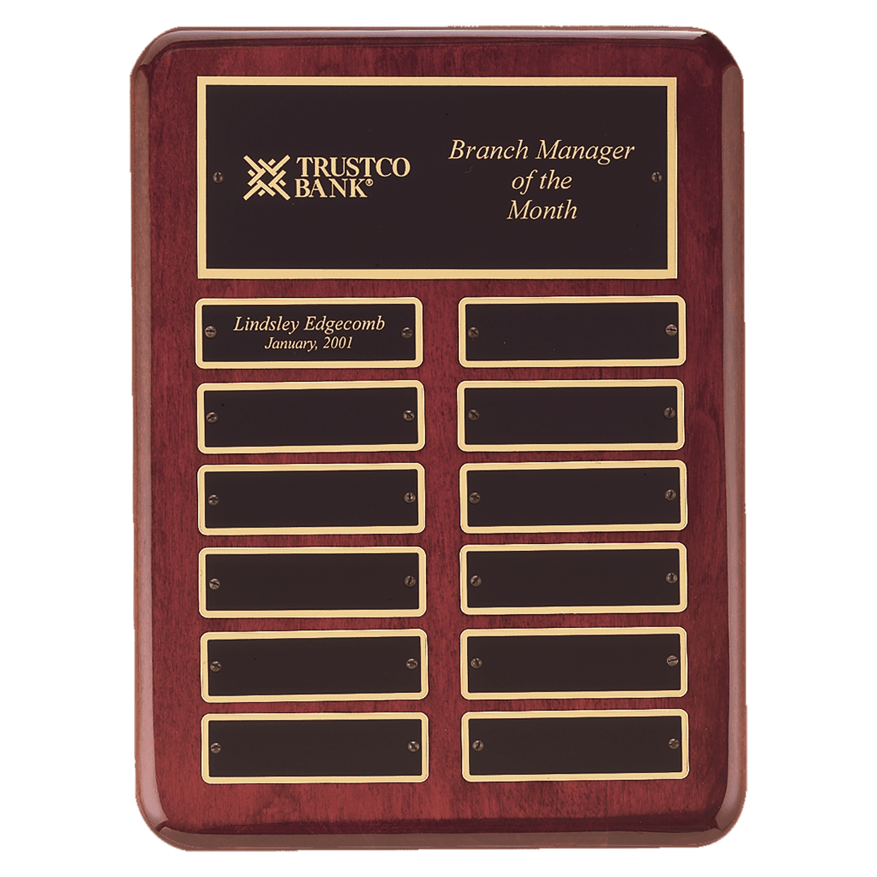 12" x 15" Rosewood Piano Finish 24-Plate Perpetual Plaque