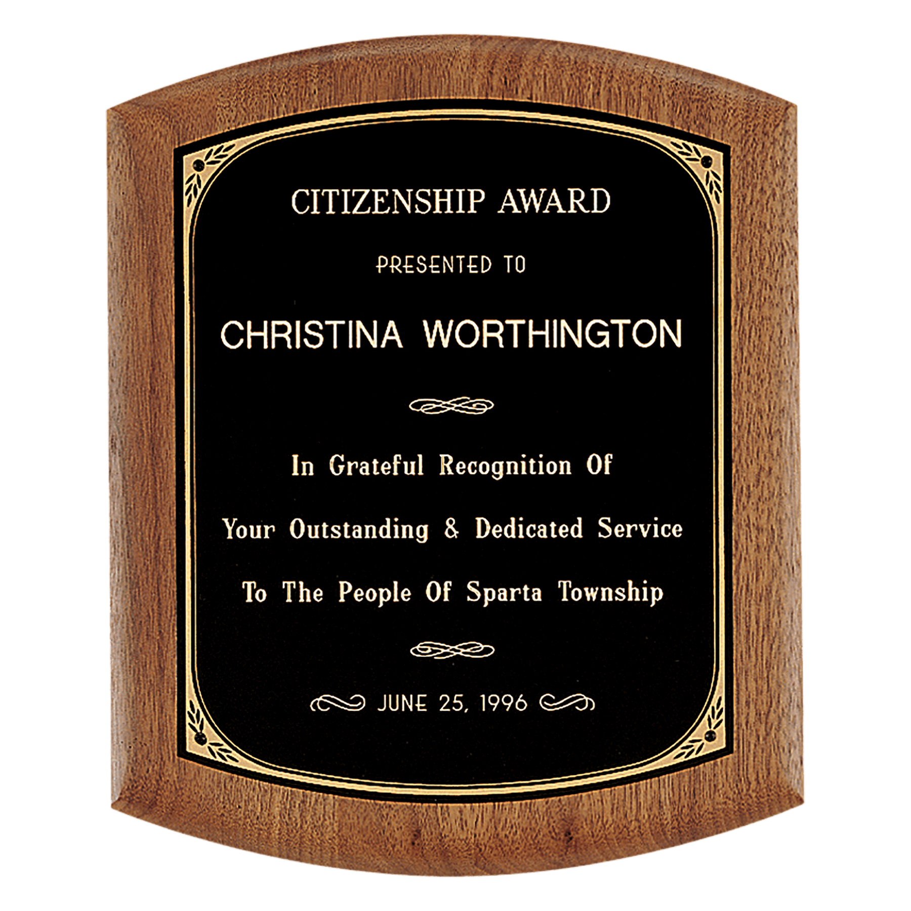 8 1/2" x 10" Coventry Series American Walnut Plaque + Brass Plate