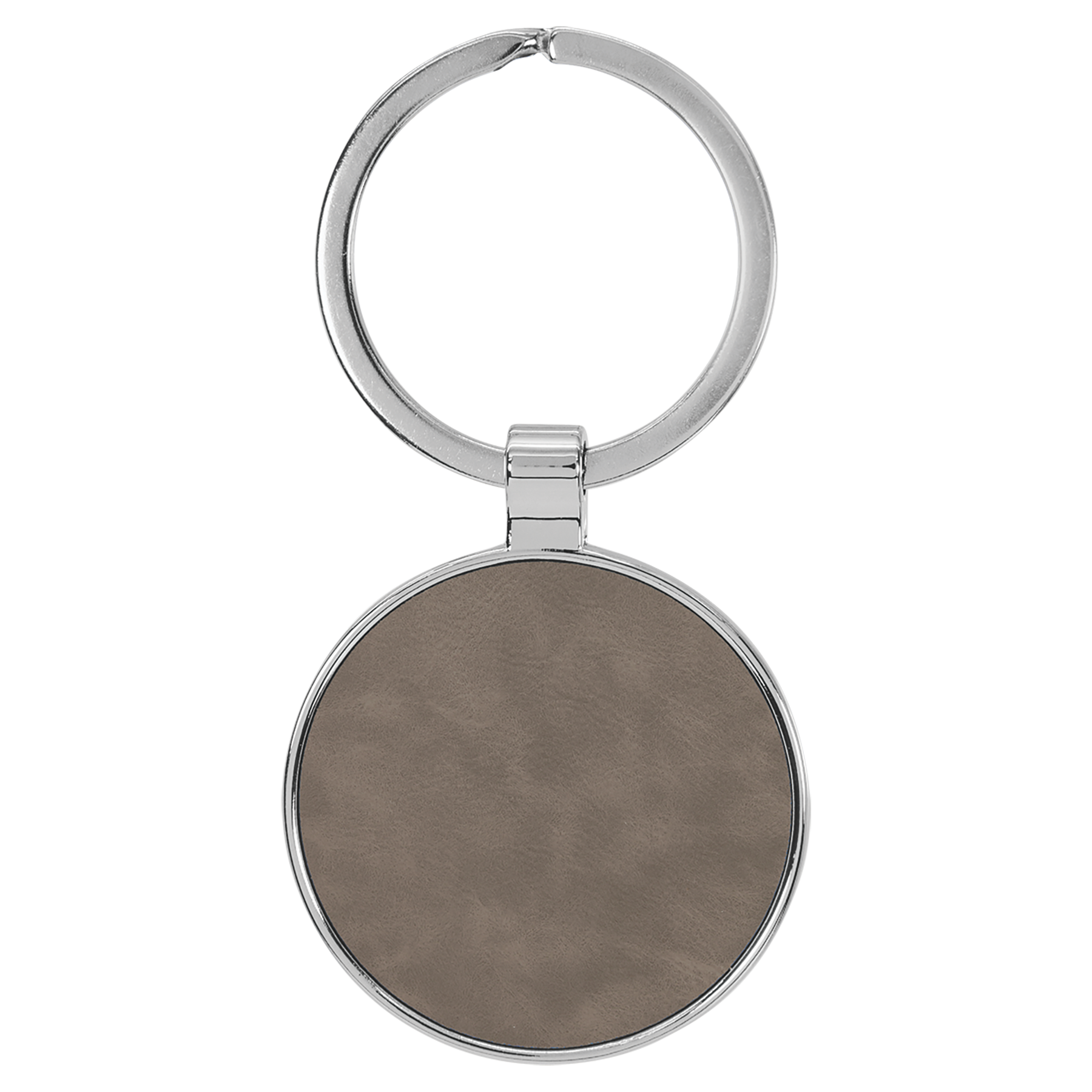 1 1/2" Laserable Leatherette/Metal Round Keychain