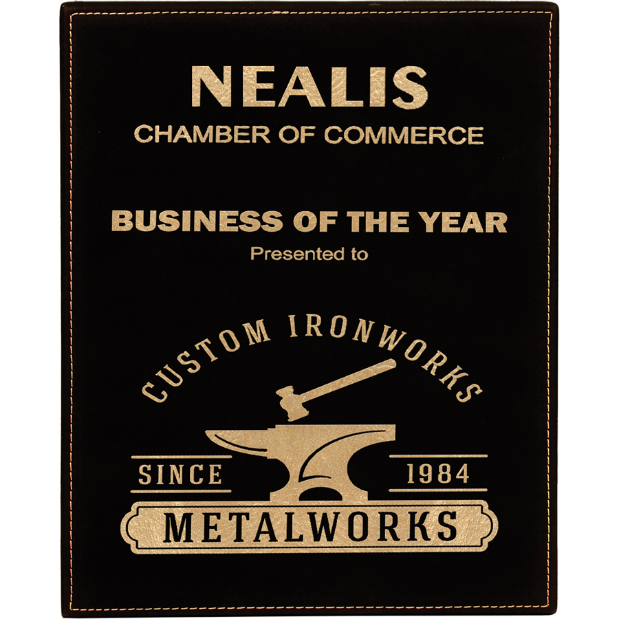 10 1/2" x 13" Gold Laserable Leatherette Plaque