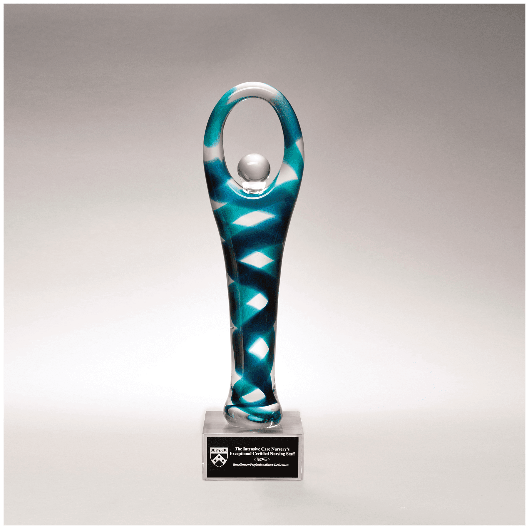 12 1/4" Victory Art Glass on Clear Glass Base