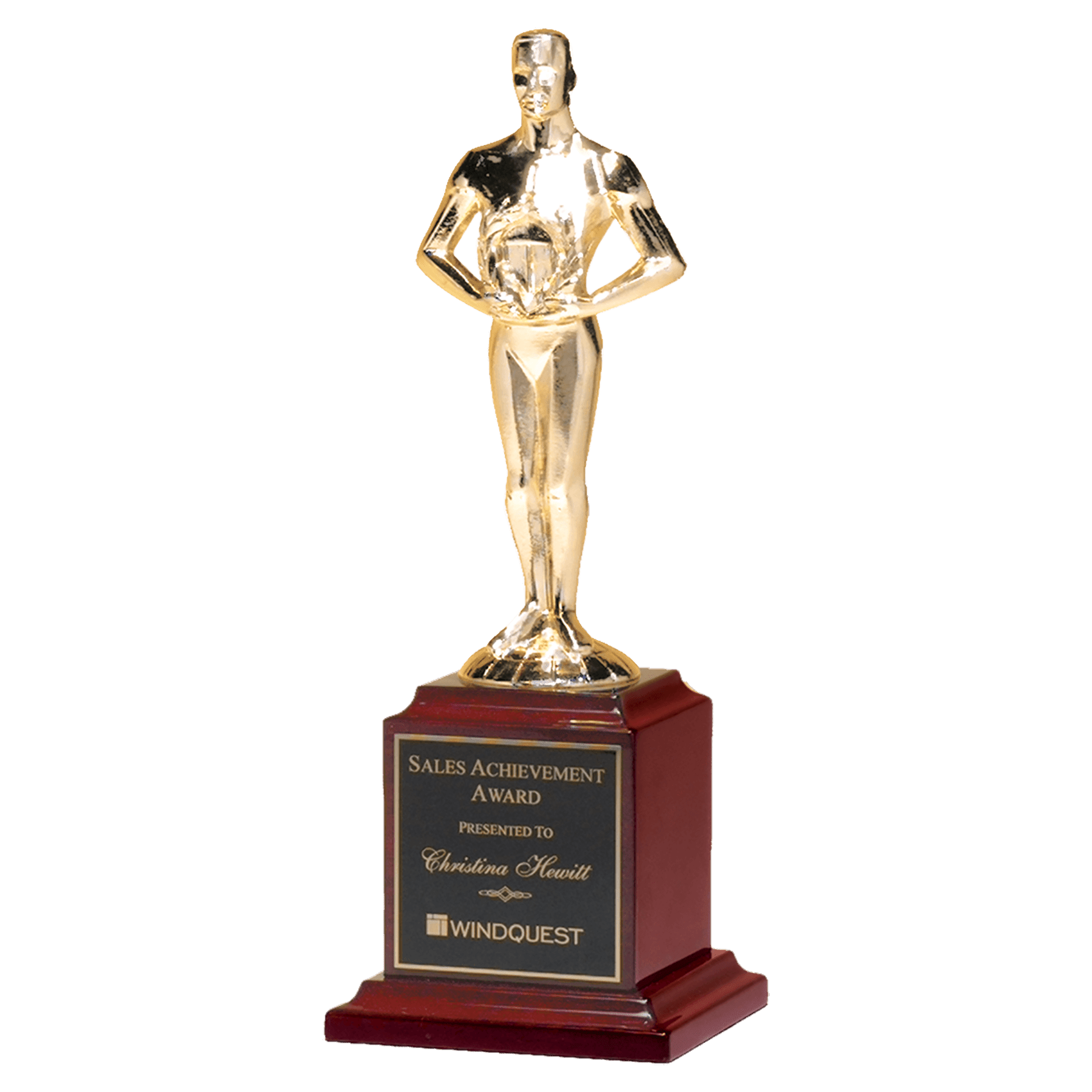 13 1/2" Goldtone Classic Achiever Figure on Rosewood Piano Base
